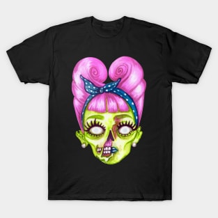 Halloween zombie Lady Face T-Shirt